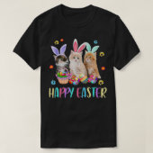 Happy Easter Three Cat Wearing Bunny Ear Kitty Kit Tシャツ (デザイン正面)
