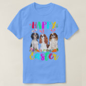 Happy Easter Three Cavalier King Chales Spaniel Bu Tシャツ (デザイン正面)