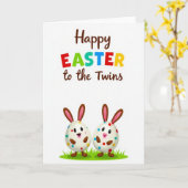 Happy Easter To The Twins Card カード (黄色い花)