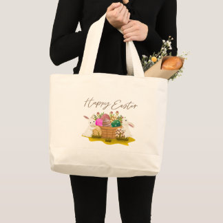 Happy Easter Tote Bag ラージトートバッグ