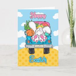 Happy Easter Truck Bunny and vegetables シーズンカード