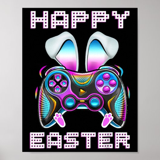 Happy Easter Video Game Controller Funny Gamer Boy ポスター (正面)
