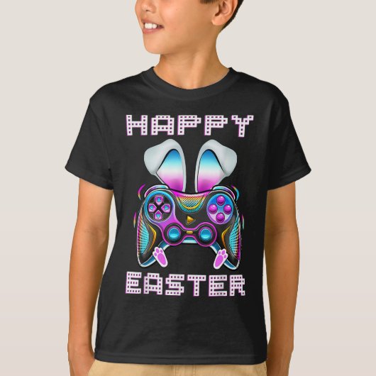 Happy Easter Video Game Controller Funny Gamer Boy Tシャツ (正面)
