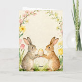 Happy Easter Vintage Bunnies with Egg カード (裏面)