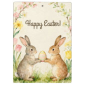 Happy Easter Vintage Bunnies with Egg クリップボード (裏面)