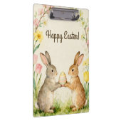 Happy Easter Vintage Bunnies with Egg クリップボード (右)