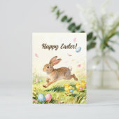 Happy Easter Vintage Bunny Spring Illustration ポストカード (スタンド正面)