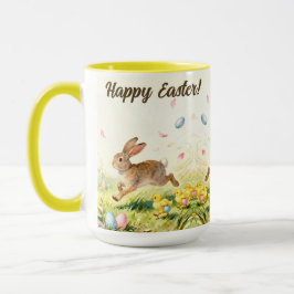 Happy Easter Vintage Bunny Spring Illustration  マグカップ