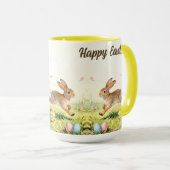 Happy Easter Vintage Bunny Spring Illustration  マグカップ (正面右)