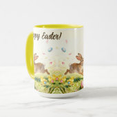 Happy Easter Vintage Bunny Spring Illustration  マグカップ (正面左)