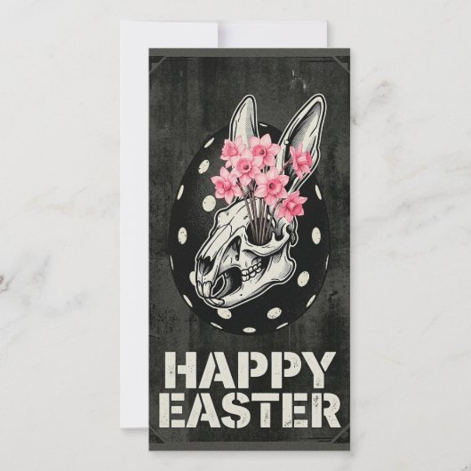 Happy Easter Vintage Skull Card With  Daffodils シーズンカード (正面)