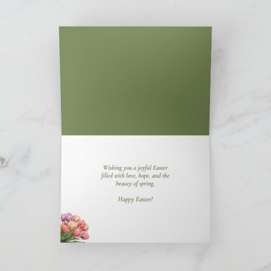 Happy Easter Watercolor Bunny Card | Tulips  カード (内部)