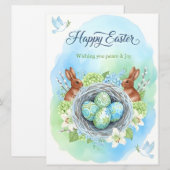 Happy Easter Watercolor Card 招待状 (正面/裏面)