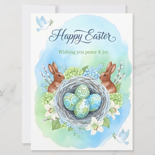Happy Easter Watercolor Card 招待状 (正面)