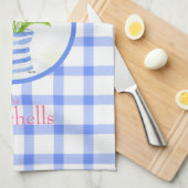 Happy Easter Watercolor Tulips Blue Check キッチンタオル (四つ折り)