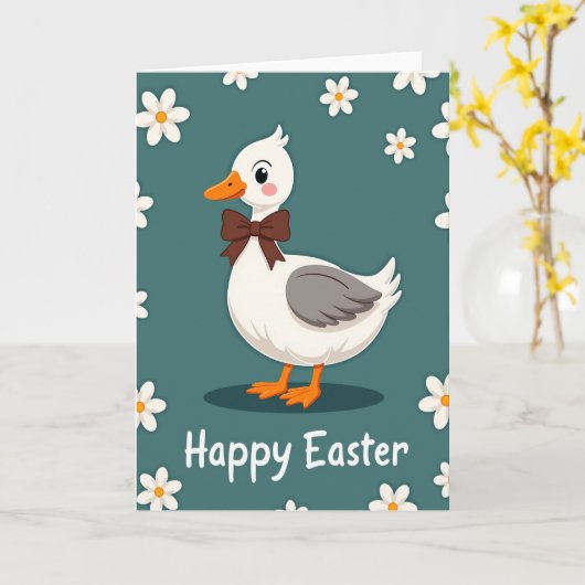 Happy Easter Waterfowl Friend Card カード (黄色い花)