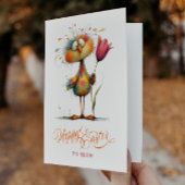 Happy Easter Whimsical Easter Chicken Illustration サンキューカード