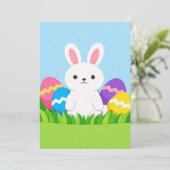 Happy Easter White Bunny Easter Eggs Blue Sky シーズンカード (スタンド正面)