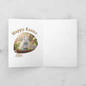 Happy Easter white bunny year photo family name  カード (内部)