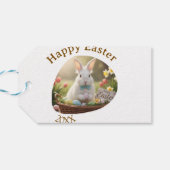 Happy Easter white bunny year photo family name  ギフトタグ (裏面横)