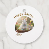 Happy Easter white bunny year photo family name  フェイバータグ (裏面)