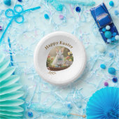 Happy Easter white bunny year photo family name  ペーパーボウル (パーティー)