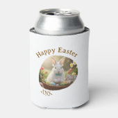 Happy Easter white bunny year photo family name  缶クーラー (缶正面)
