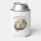 Happy Easter white bunny year photo family name  缶クーラー (缶裏面)