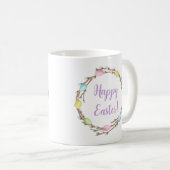 Happy Easter Willow Wreaths With Pastel Eggs コーヒーマグカップ (正面右)