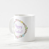Happy Easter Willow Wreaths With Pastel Eggs コーヒーマグカップ (正面左)