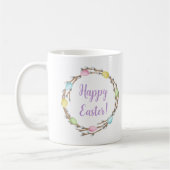 Happy Easter Willow Wreaths With Pastel Eggs コーヒーマグカップ (左)