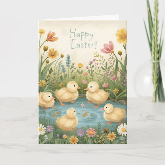 Happy easter with baby ducks カード (正面)