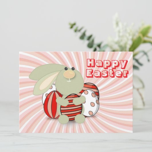 Happy Easter with bunny and eggs シーズンカード (スタンド正面)
