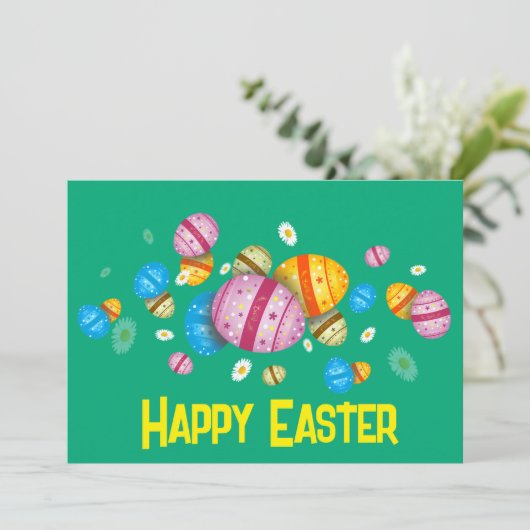 Happy Easter with Easter eggs シーズンカード (スタンド正面)