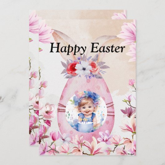 Happy Easter with photo 招待状 (正面/裏面)