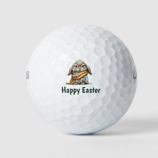 Happy Easter  with rabbit bunny  Golf Balls ゴルフボール (正面)
