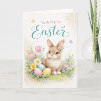 Happy Easter - with young rabbit カード