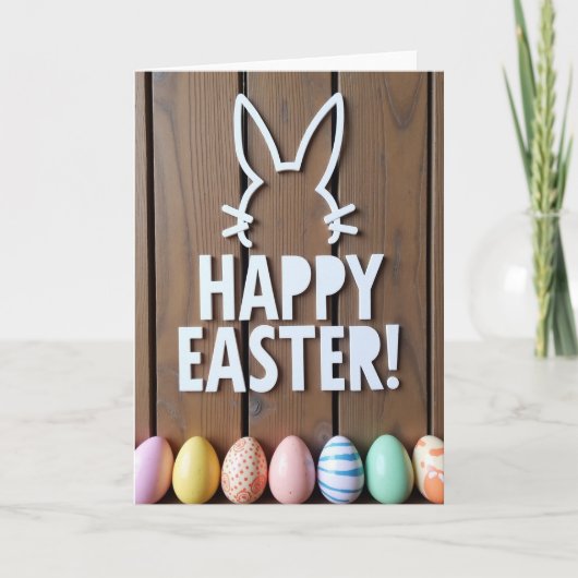 Happy Easter Wood Design Card カード (正面)
