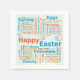 Happy Easter Word Cloud Letters with Eggs スタンダードカクテルナプキン
