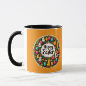 Happy Easter Wreath – Bunny & Eggs caneca マグカップ (左)