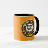 Happy Easter Wreath – Bunny & Eggs caneca マグカップ (正面右)