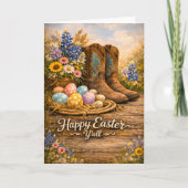 Happy Easter Y’all Boots & Wildflowers Card カード (正面)