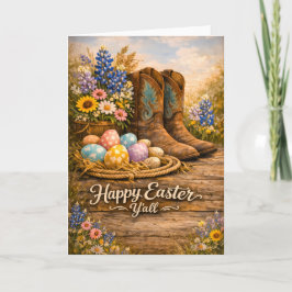Happy Easter Y’all Boots & Wildflowers Card カード