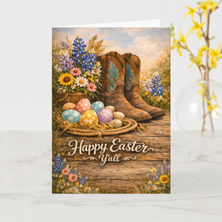 Happy Easter Y’all Boots & Wildflowers Card カード