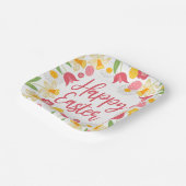 Happy Easter | Yellow and Red Floral  ペーパープレート (傾斜あり)