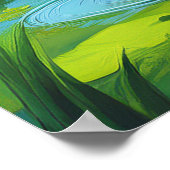 Happy Easter Yellow Chicks in a Pond by a Red Barn ポスター (角)