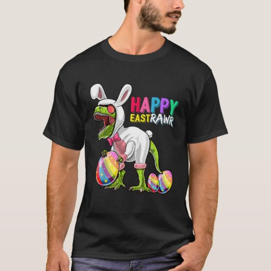 Happy Eastrawr Rex Dinosaur Easter Bunny Egg Costu Tシャツ (正面)