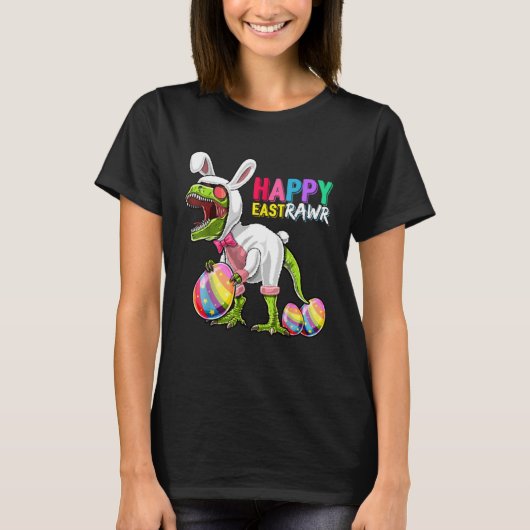 Happy Eastrawr Rex Dinosaur Easter Bunny Egg Costu Tシャツ (正面)