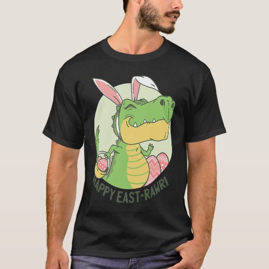 Happy Eastrawr Rex Dinosaur Easter Bunny Egg Costu Tシャツ (正面)