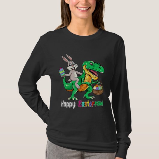Happy Eastrawr Rex Dinosaur Easter Bunny Egg Kids Tシャツ (正面)